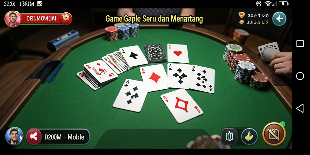 Tampilan gameplay seru dari D200M saat bermain Gaple.
